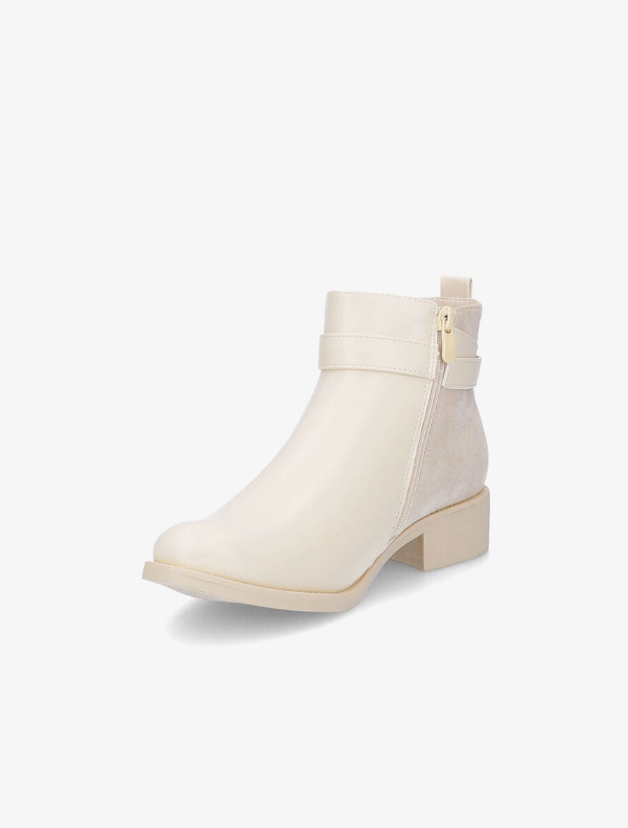 Bottines plates à contrefort en suédine - Beige - 3