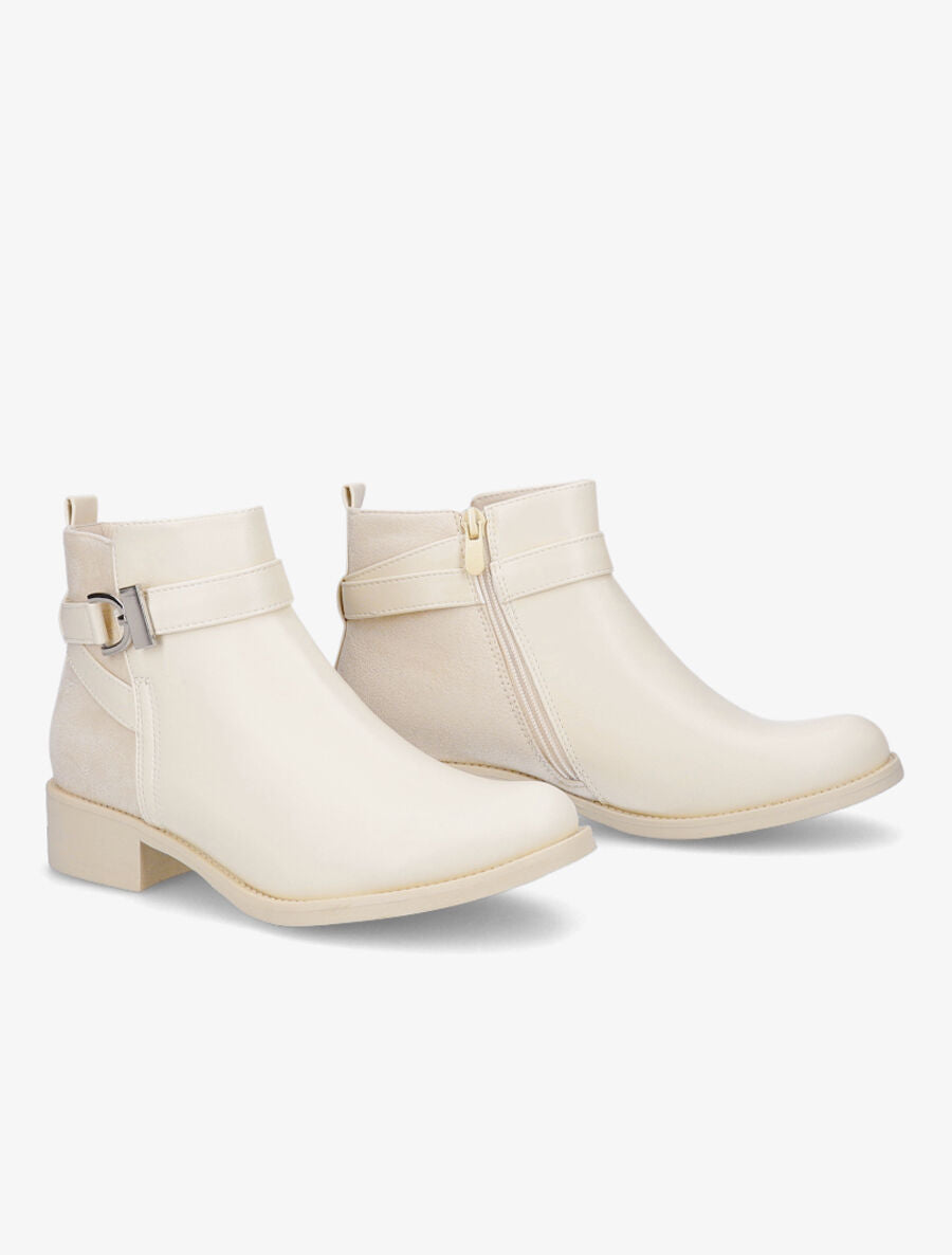 Bottines plates à contrefort en suédine - Beige - 4
