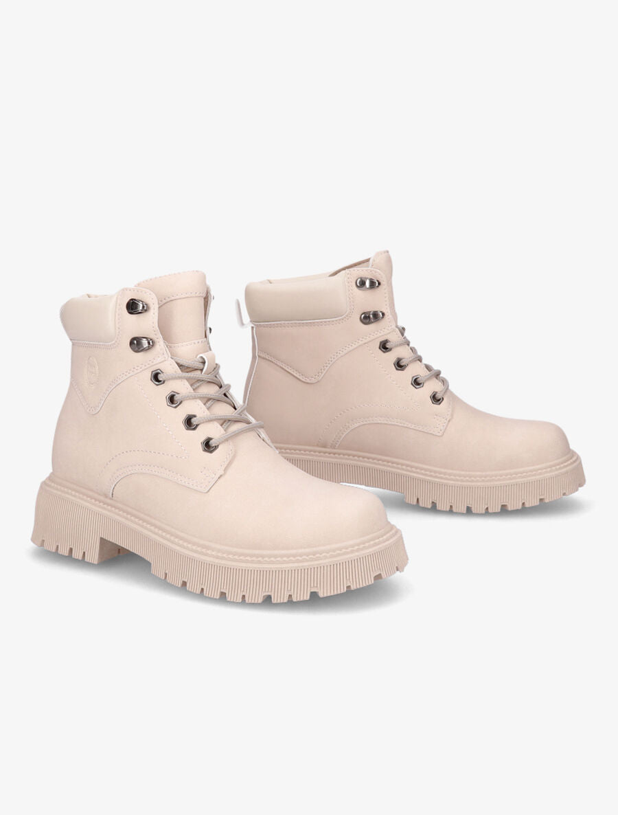 Boots crantées en suédine - Beige - 4
