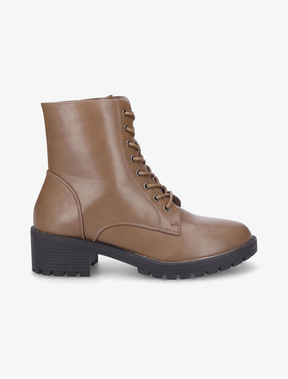 Bottines à lacets et zip - Taupe - 1