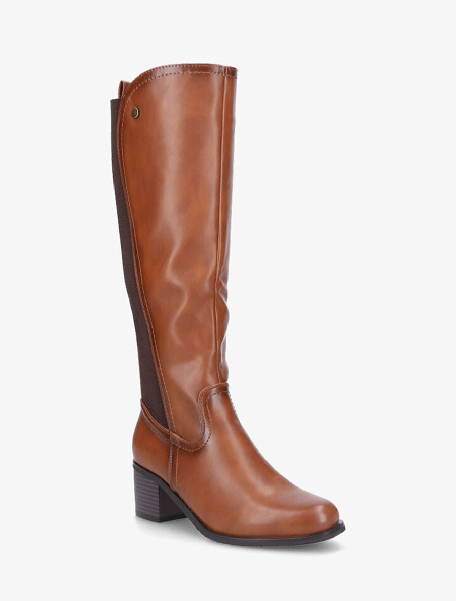 Bottes élastiquées en simili - Camel - 2
