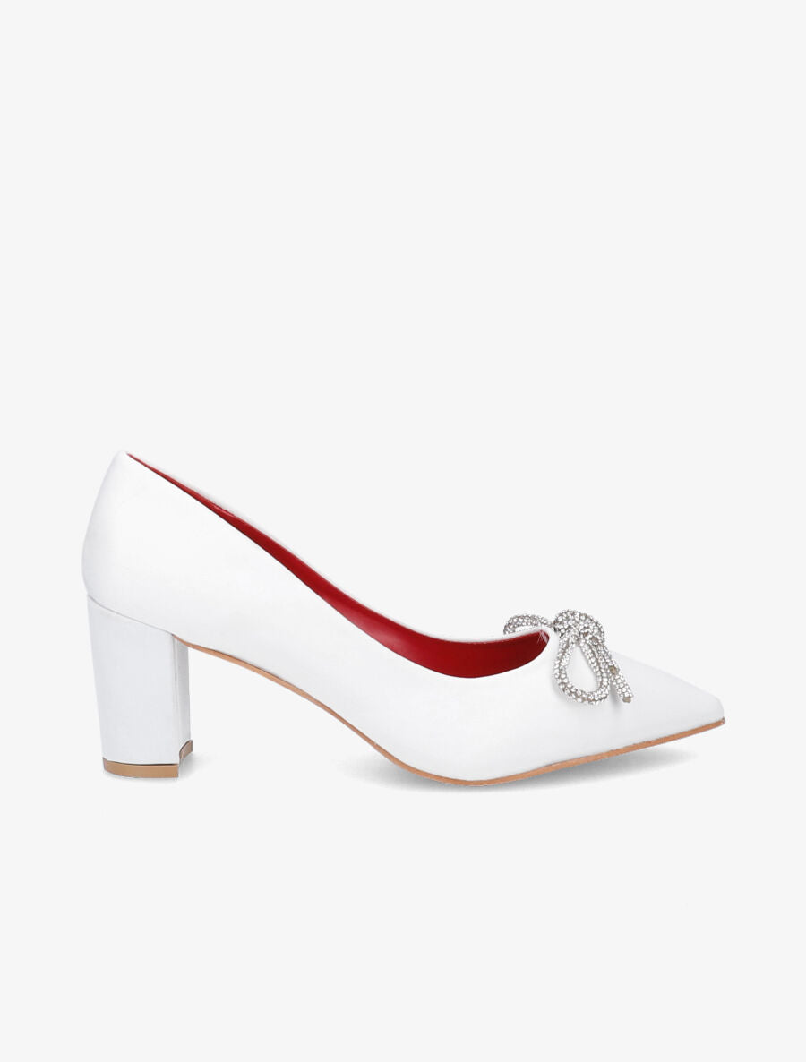 Escarpins à noeud en strass - Blanc - 5