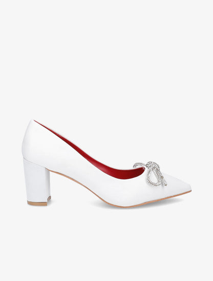 Escarpins à noeud en strass - Blanc - 5