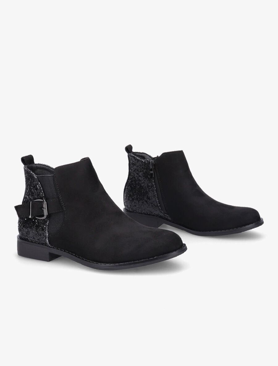 Bottines en suédine et sequins - Noir - 4