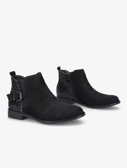 Bottines en suédine et sequins - Noir - 4