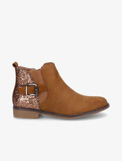 Bottines en suédine et sequins - Camel - 1
