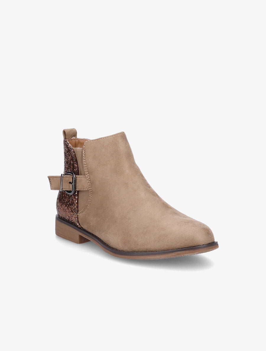 Bottines en suédine et sequins - Taupe - 2