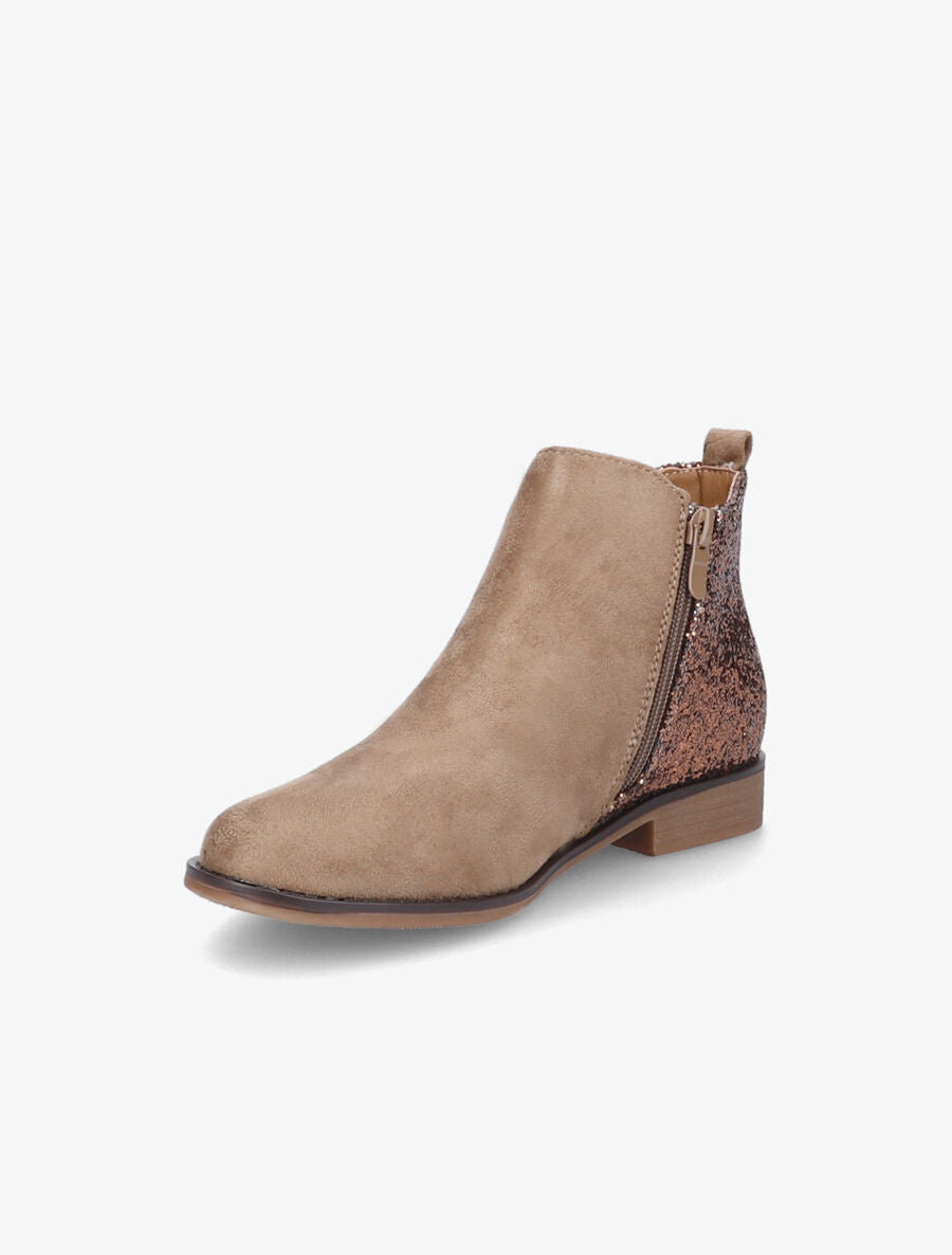 Bottines en suédine et sequins - Taupe - 3
