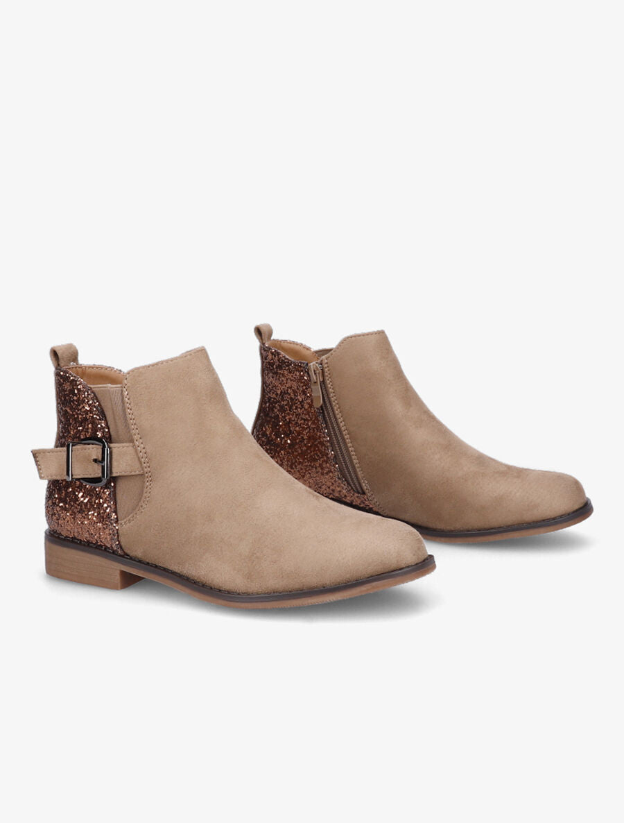 Bottines en suédine et sequins - Taupe - 4