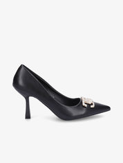 Escarpins pointus à bijou strass - Noir - 1