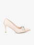 Escarpins pointus à noeud en strass - Beige - 1