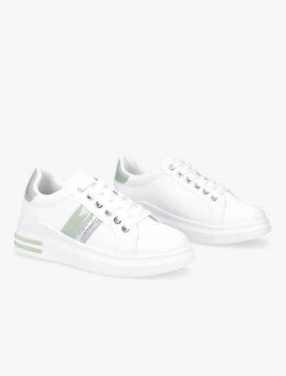 Tennis en simili à ornement pailleté - Blanc/vert - 4
