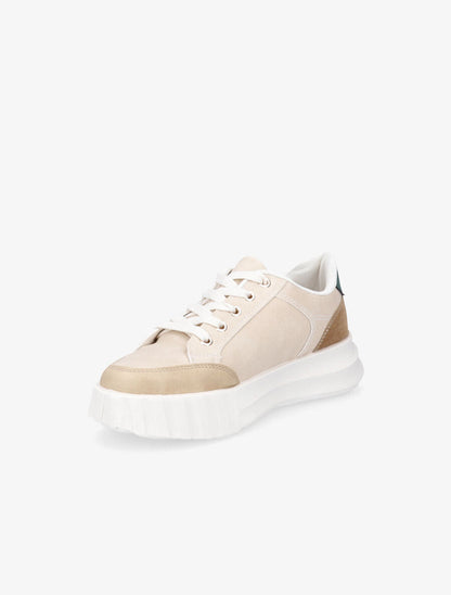 Sneakers à liseré pailleté - Beige - 3