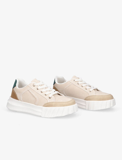 Sneakers à liseré pailleté - Beige - 4