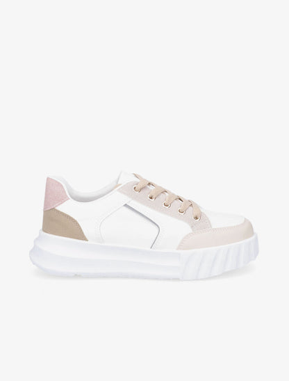 Sneakers à liseré pailleté - Blanc - 5
