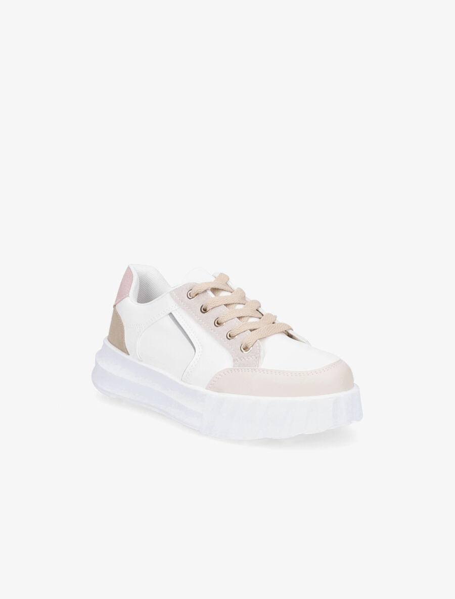 Sneakers à liseré pailleté - Blanc - 2