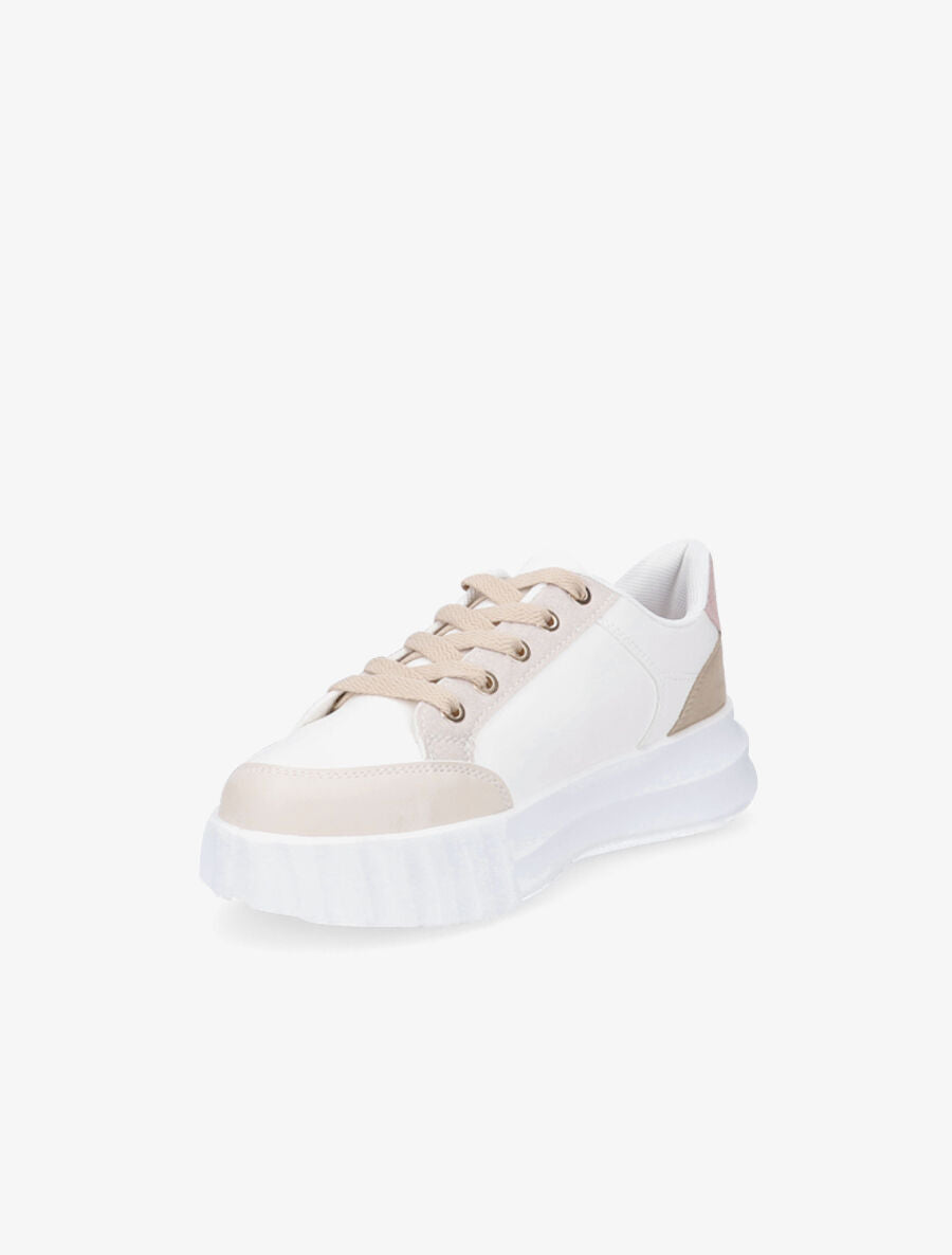 Sneakers à liseré pailleté - Blanc - 3