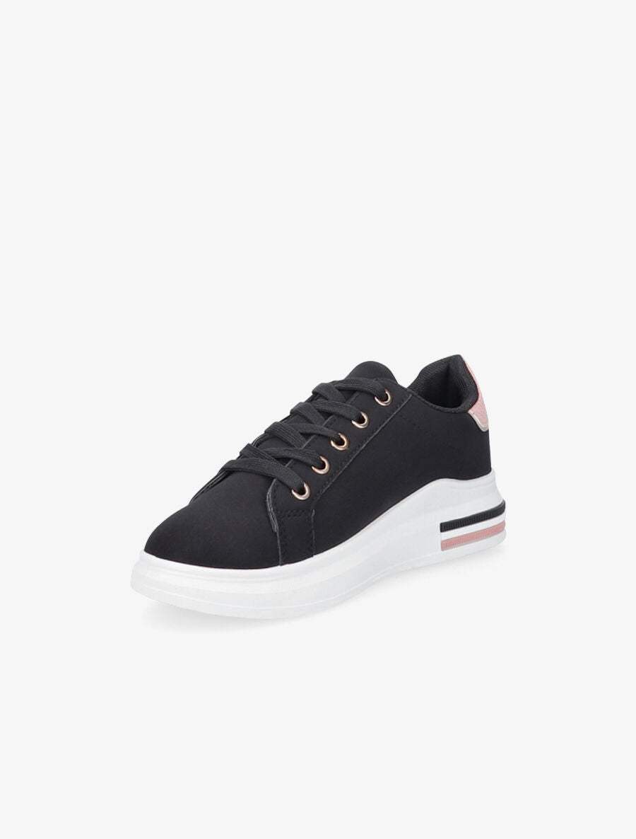 Sneakers en simili à bandes effet croco et irisées - Noir - 3