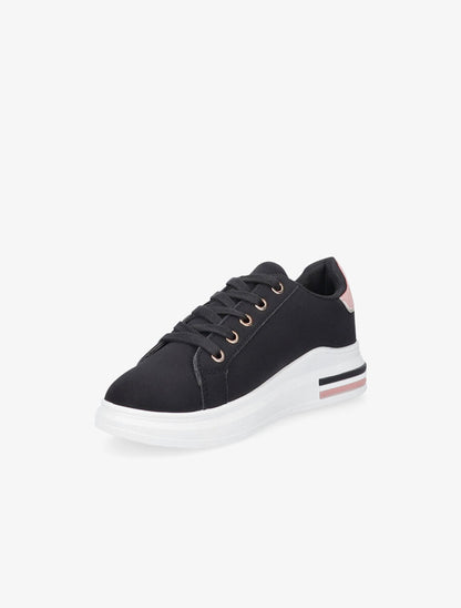 Sneakers en simili à bandes effet croco et irisées - Noir - 3