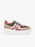 Sneakers en simili à contrefort pailleté - Marron - 1