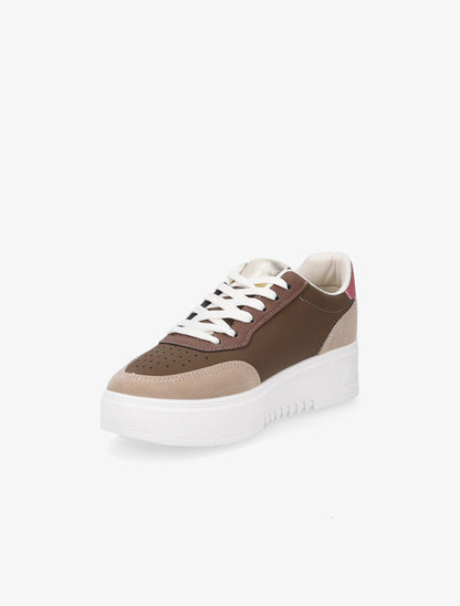 Sneakers en simili à contrefort pailleté - Marron - 3