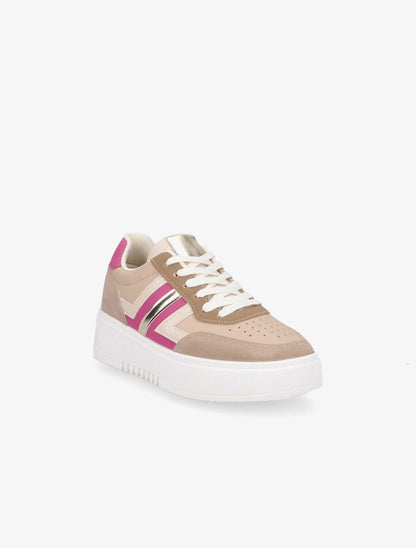 Sneakers en simili à contrefort pailleté - Fushia - 2