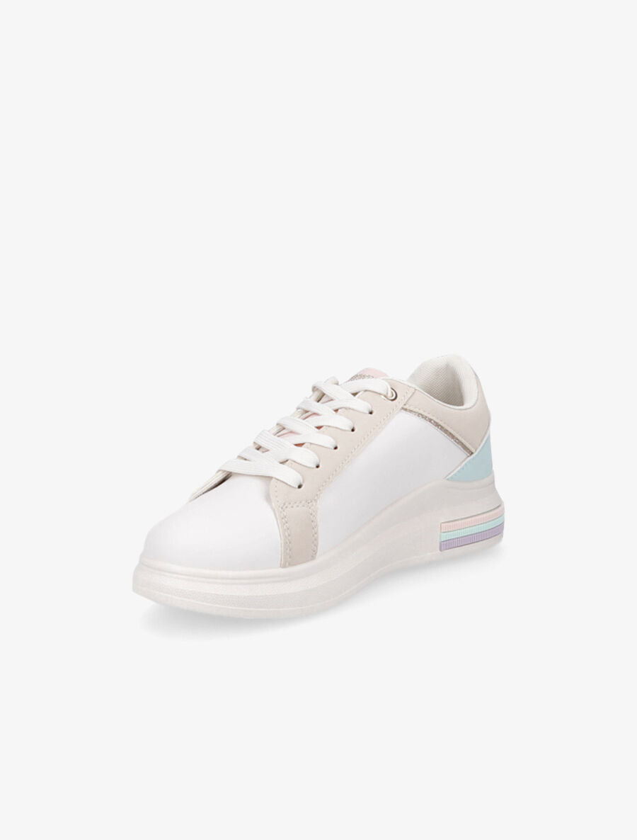 Tennis à paillettes et empiècement - Beige/lilas - 3