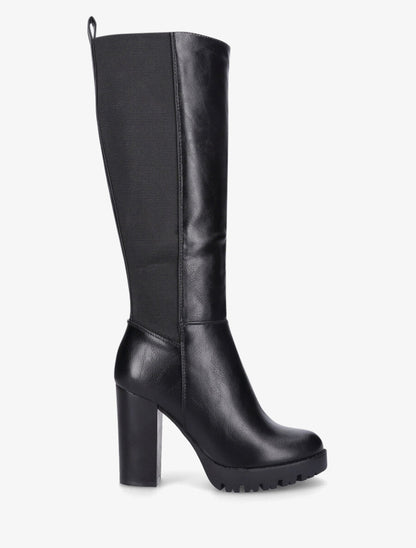 Bottes élastiquées à talon haut - Noir - 1