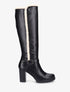 Bottes à talon et empiècement effet peau de mouton - Noir/blanc - 5