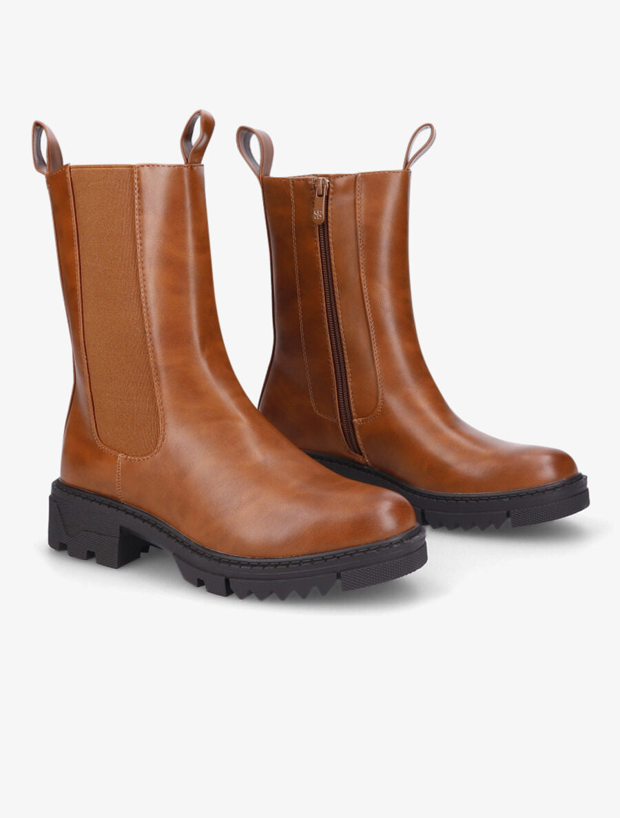 Boots montantes élastiquées - Camel - 4