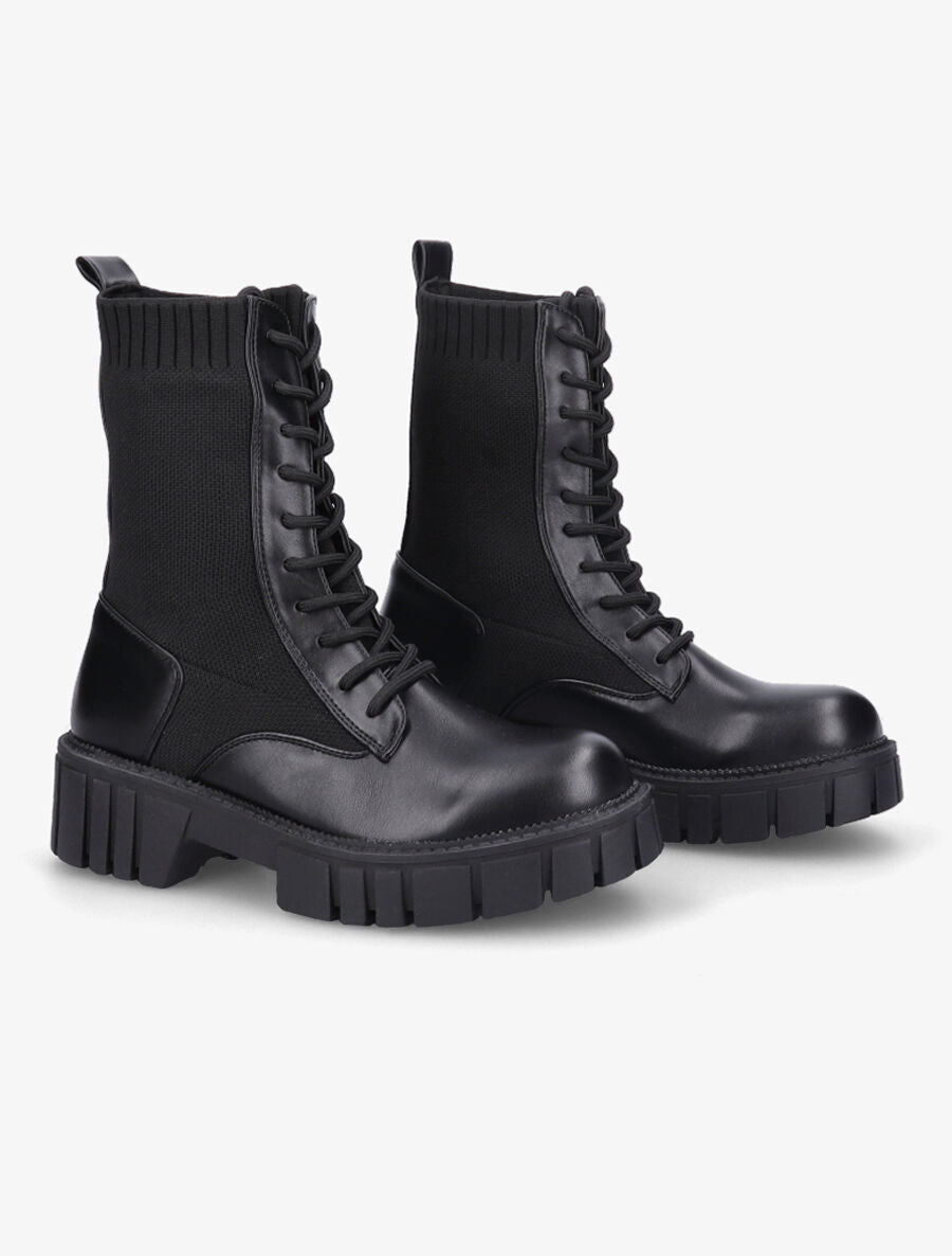 Bottines montantes à lacets - Noir - 4