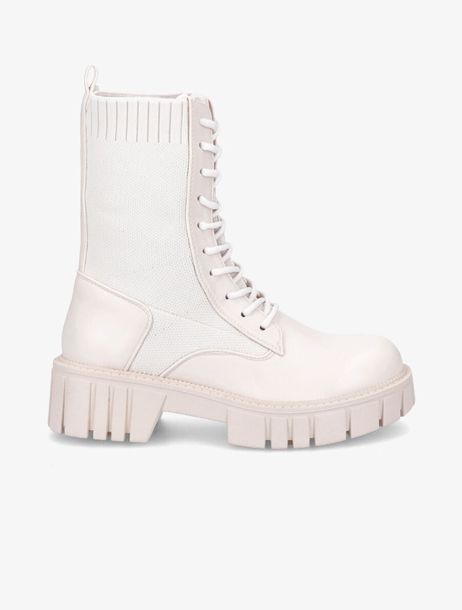 Bottines montantes à lacets - Beige - 5