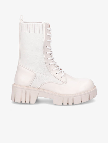 Bottines montantes à lacets - Beige - 5