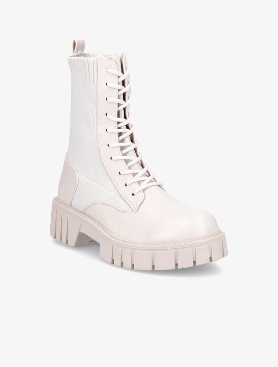Bottines montantes à lacets - Beige - 2