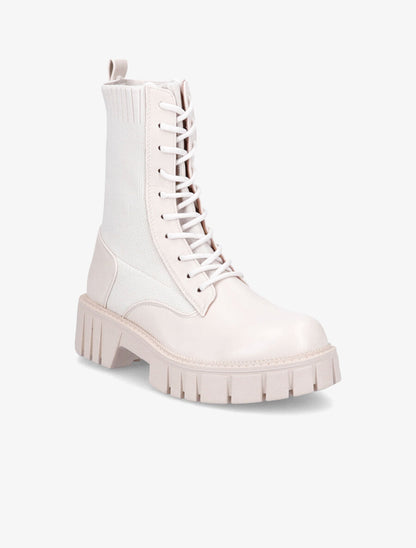 Bottines montantes à lacets - Beige - 2