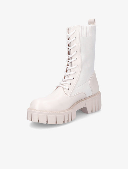 Bottines montantes à lacets - Beige - 3
