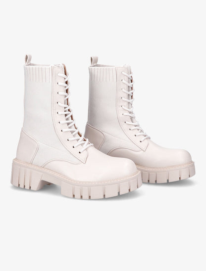 Bottines montantes à lacets - Beige - 4