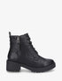 Bottines à lacets et double zips - Noir - 1