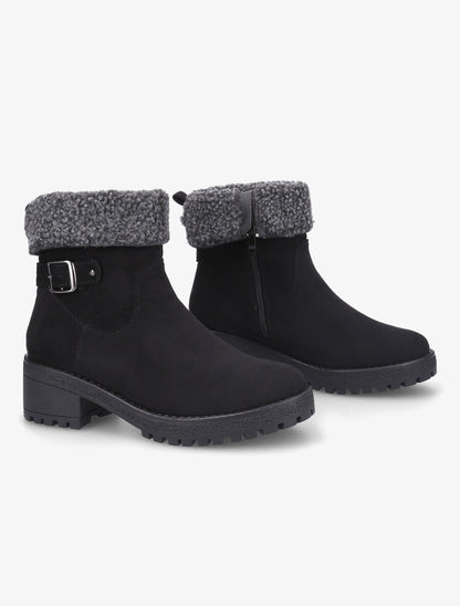 Bottines fourrées en suédine - Noir - 4