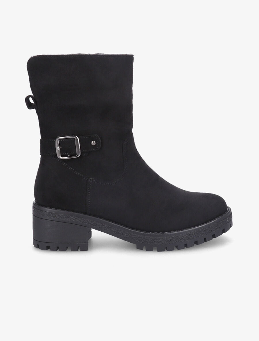 Bottines fourrées en suédine - Noir - 5