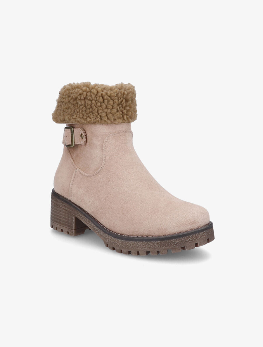 Bottines fourrées en suédine - Beige - 2
