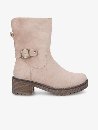 Bottines fourrées en suédine - Beige - 5