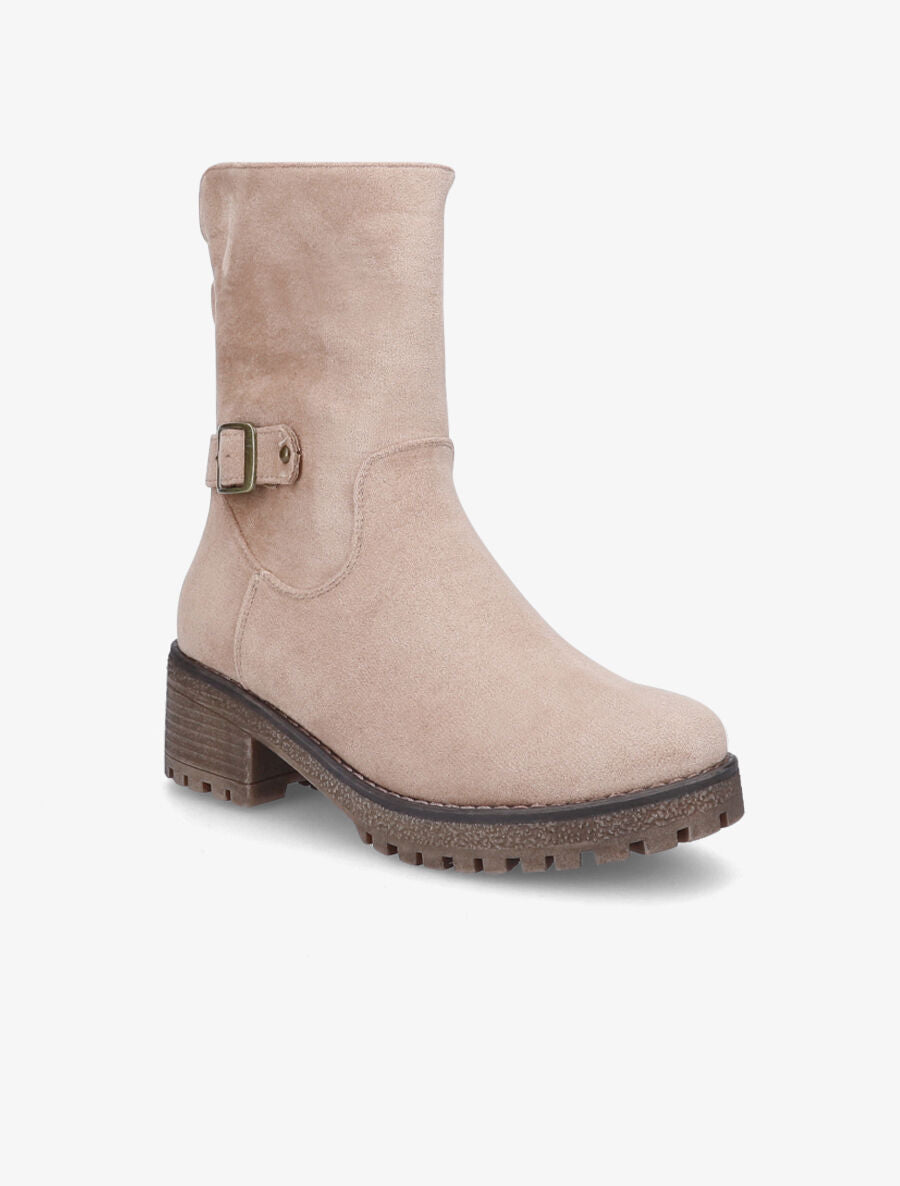 Bottines fourrées en suédine - Beige - 6