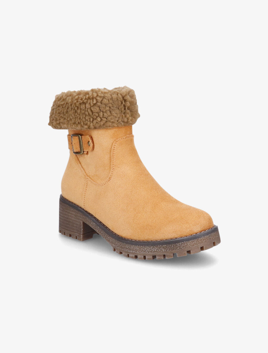 Bottines fourrées en suédine - Camel - 2