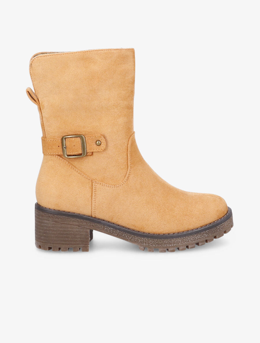 Bottines fourrées en suédine - Camel - 5