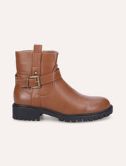 Bottines à boucle métallique - Camel - 5
