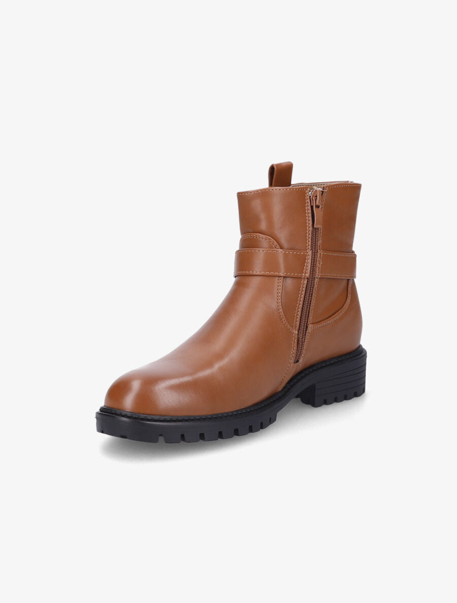 Bottines à boucle métallique - Camel - 3