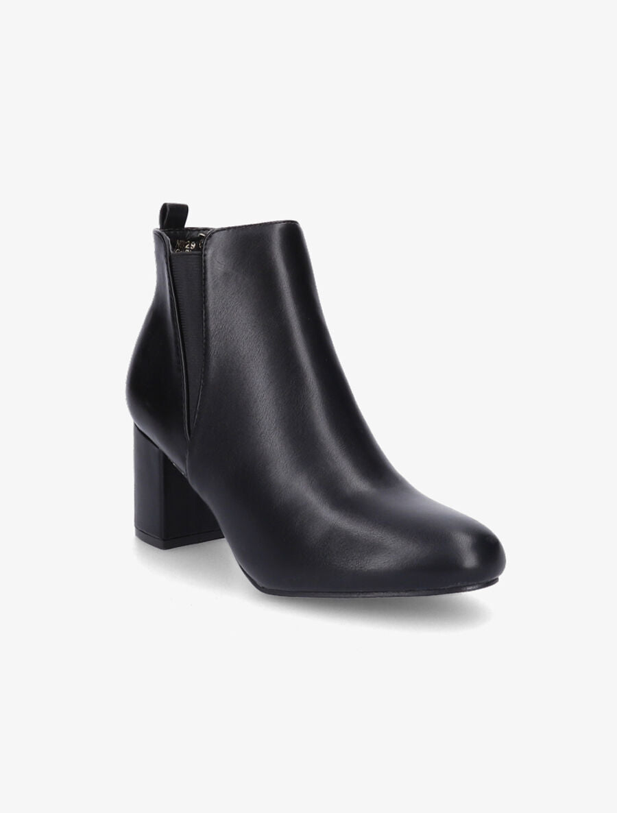 Bottines élastiquées à talon en simili - Noir - 2