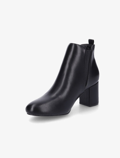 Bottines élastiquées à talon en simili - Noir - 3