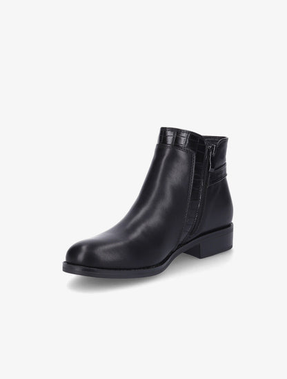 Bottines à boucle et empiècement croco - Noir - 3